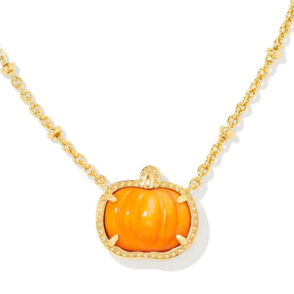 Kendra Scott Gold Chain with Orange Pumpkin Pendant